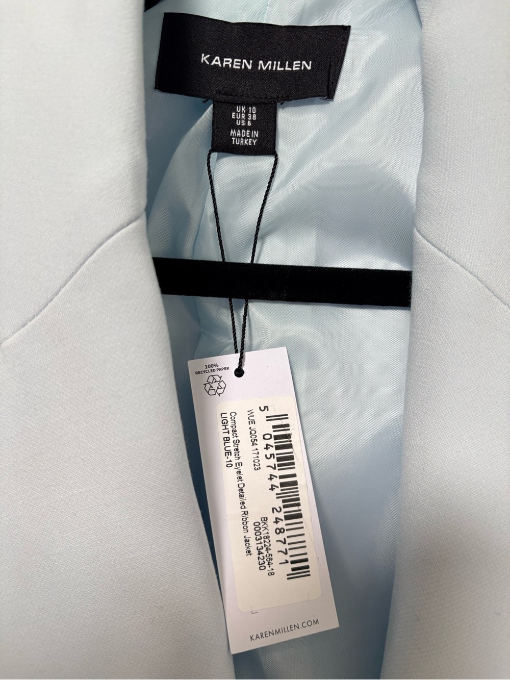 NWT Karen Millen Pale Blue Lace-Up Blazer - Picture 5 of 8